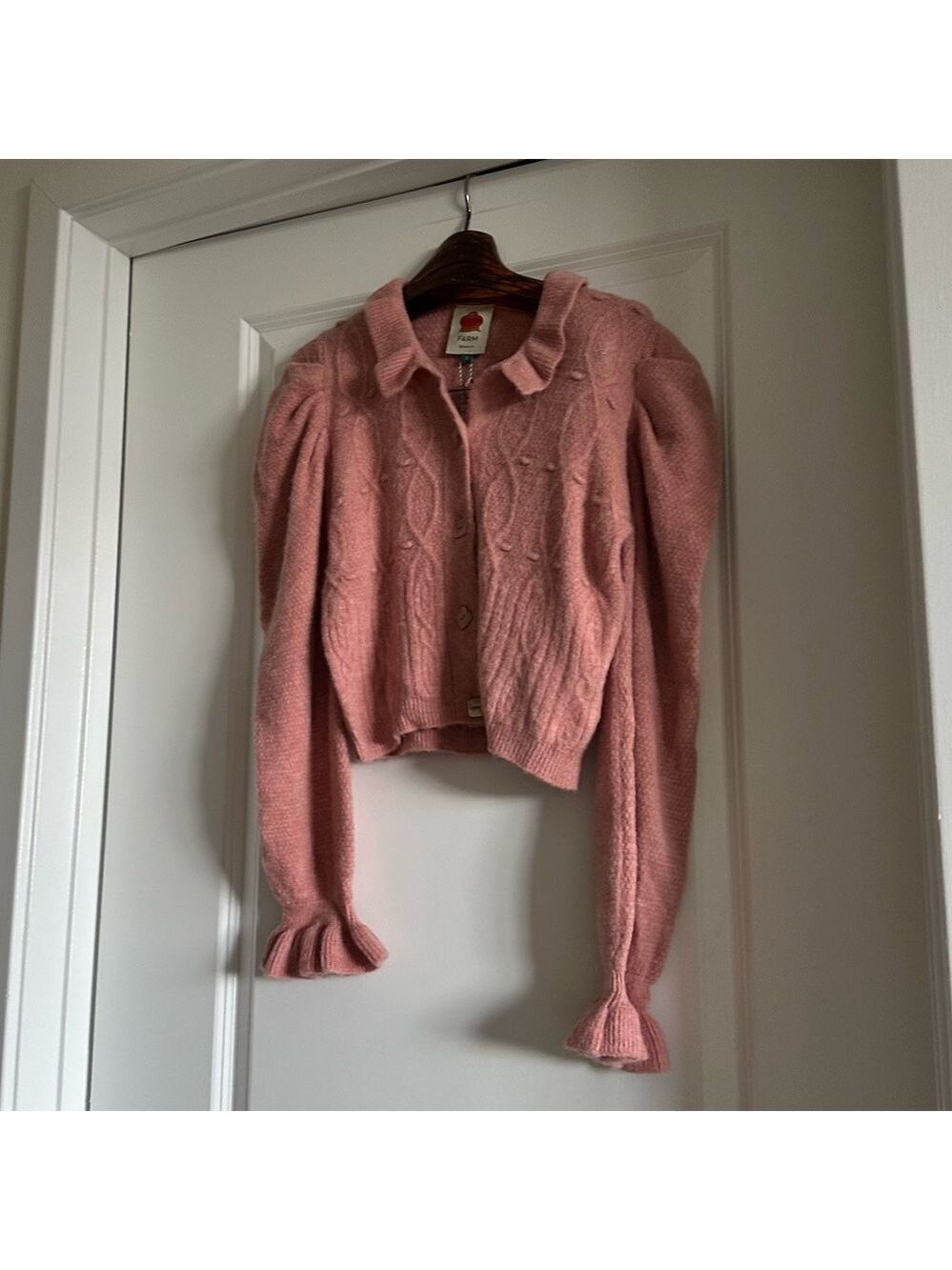 Farm Rio Light Pink Ruffle Knit Cardigan - Picture 6 of 9